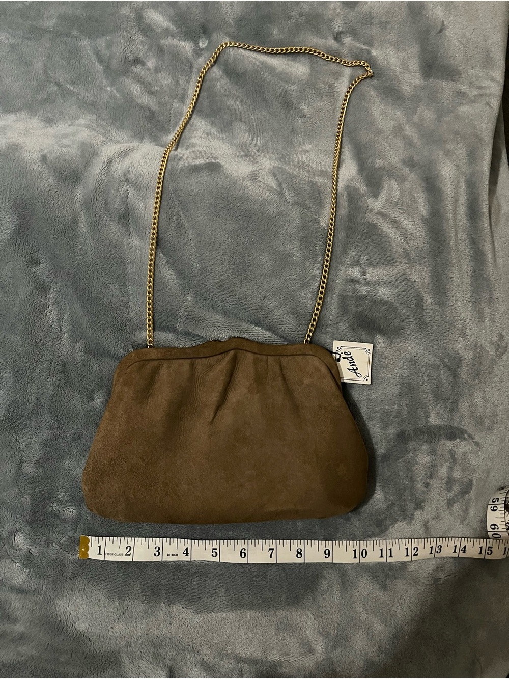 New Ande Brown Suede Bag with Chain Strap